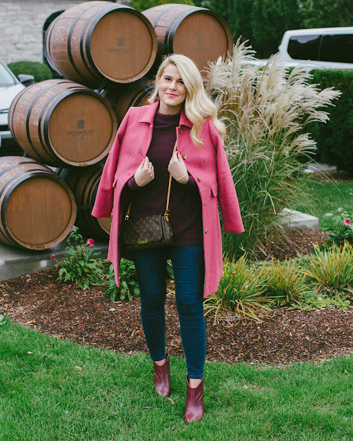 how to style a pink coat