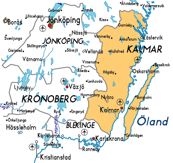 Kalmar Map Province City | Map of Sweden Political Region Province City