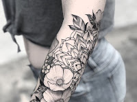 Black Japanese Flowers Tattoo