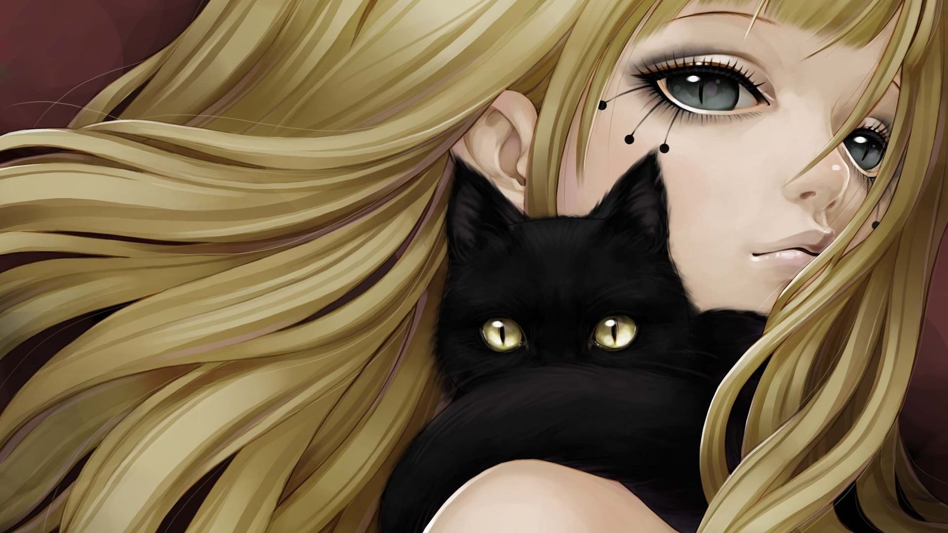 Anime Girl And Black Cat - High Definition Wallpapers - HD wallpapers