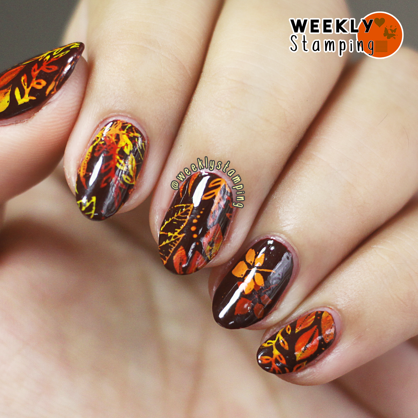 Weekly Nail Stamping: Fall - Autumn Leaves