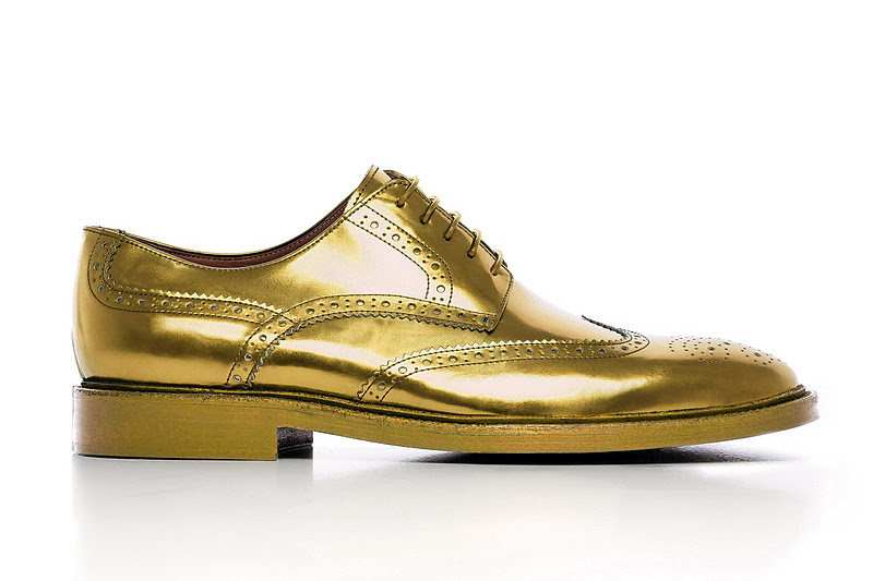styling: GEOX Patrick Cox Golden Brogues for Elton John