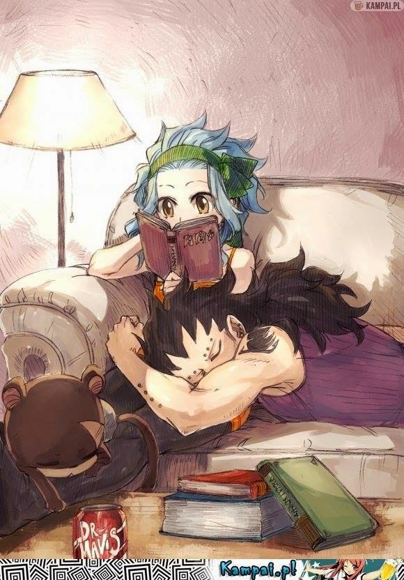 Levy was reading while Gajeel and Lily were sleeping! Soo cute! :3
