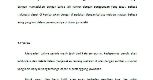 Contoh Saran dalam Makalah yang Baik dan Benar  CONTOH 