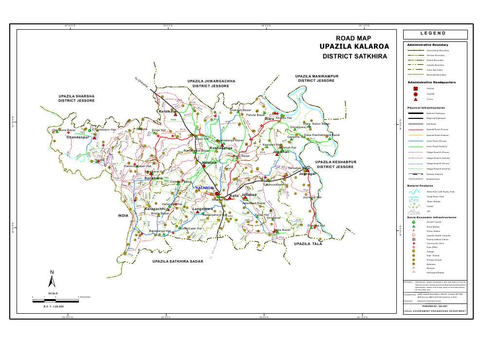 Kalaroa Upazila Road Map Satkhira District Bangladesh