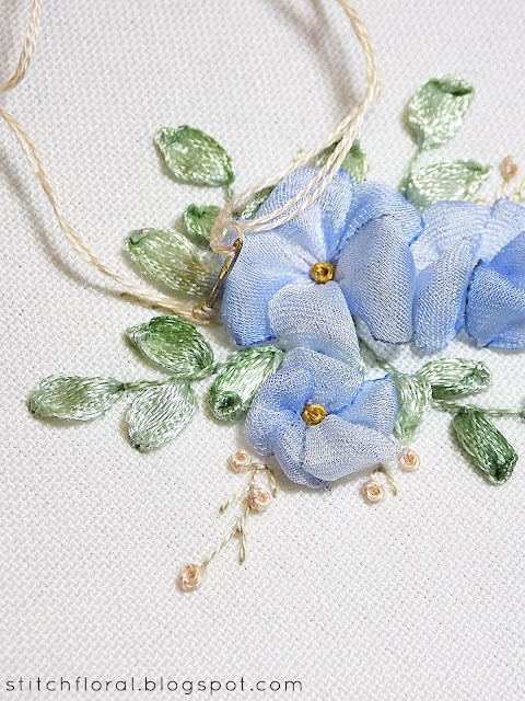 Forget me nots: ribbon embroidery tutorial