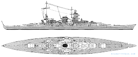 WW2 Battle of Atlantic - Blueprint of DKM Scharnhorst