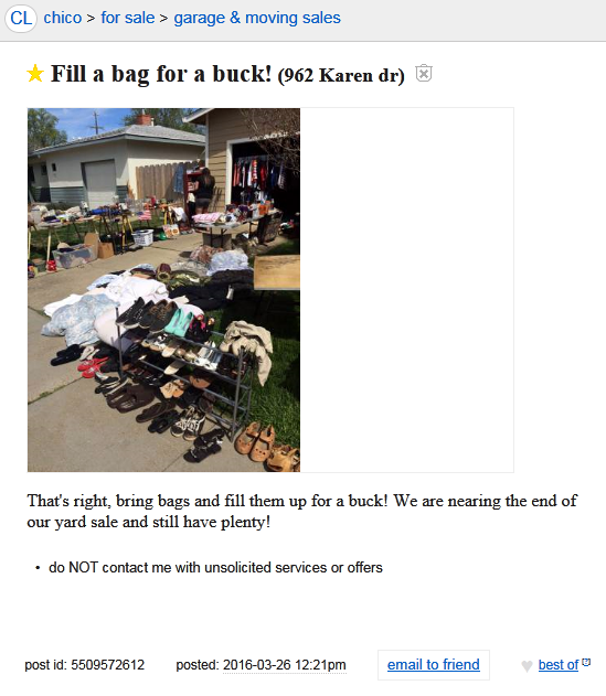 GARAGE SALE TIP Sell EVERYTHING Garage Sale Pricing Craigslist