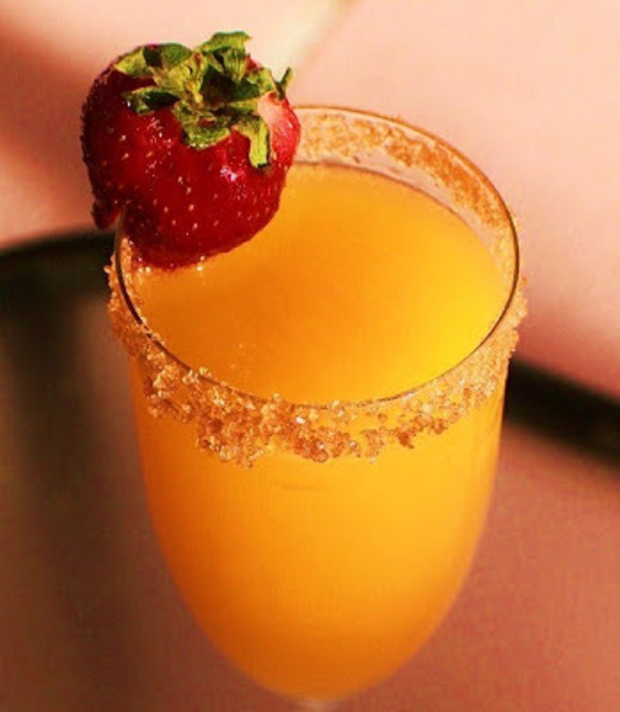 The perfect starter drink Mimosa with a little bubbly and orange juice to get some sunshine in your day!