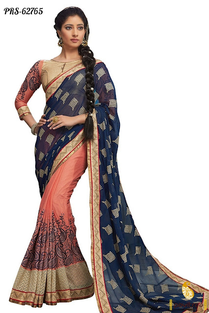 New Fashion Cobalt Blue Color Jacquard Designer Party Wear Sarees Online Shopping with Discount Offer Price at Pavitraa.in