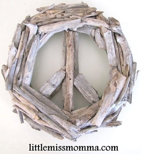 drift wood peace sign
