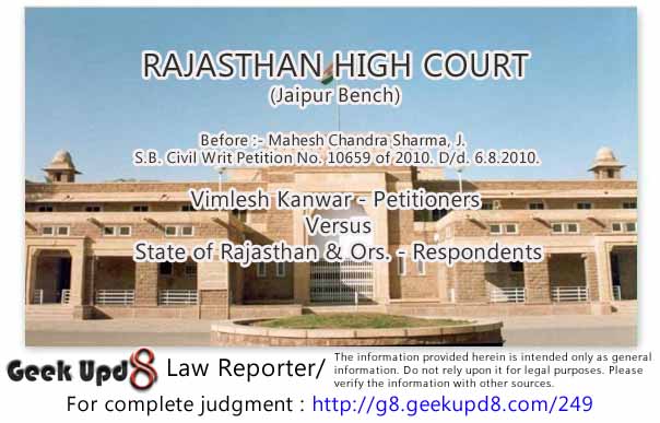 Rajasthan High Court - When the criminal proceedings (for investigation under Section 156(3) CrPC) are pending with the Judicial Magistrate, it will not be proper for the High Court to pass any order under Article 226 (seeking direction to register FIR) of the Constitution of India