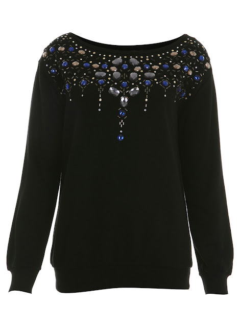 Black Miss Selfridge Embellished Sweater