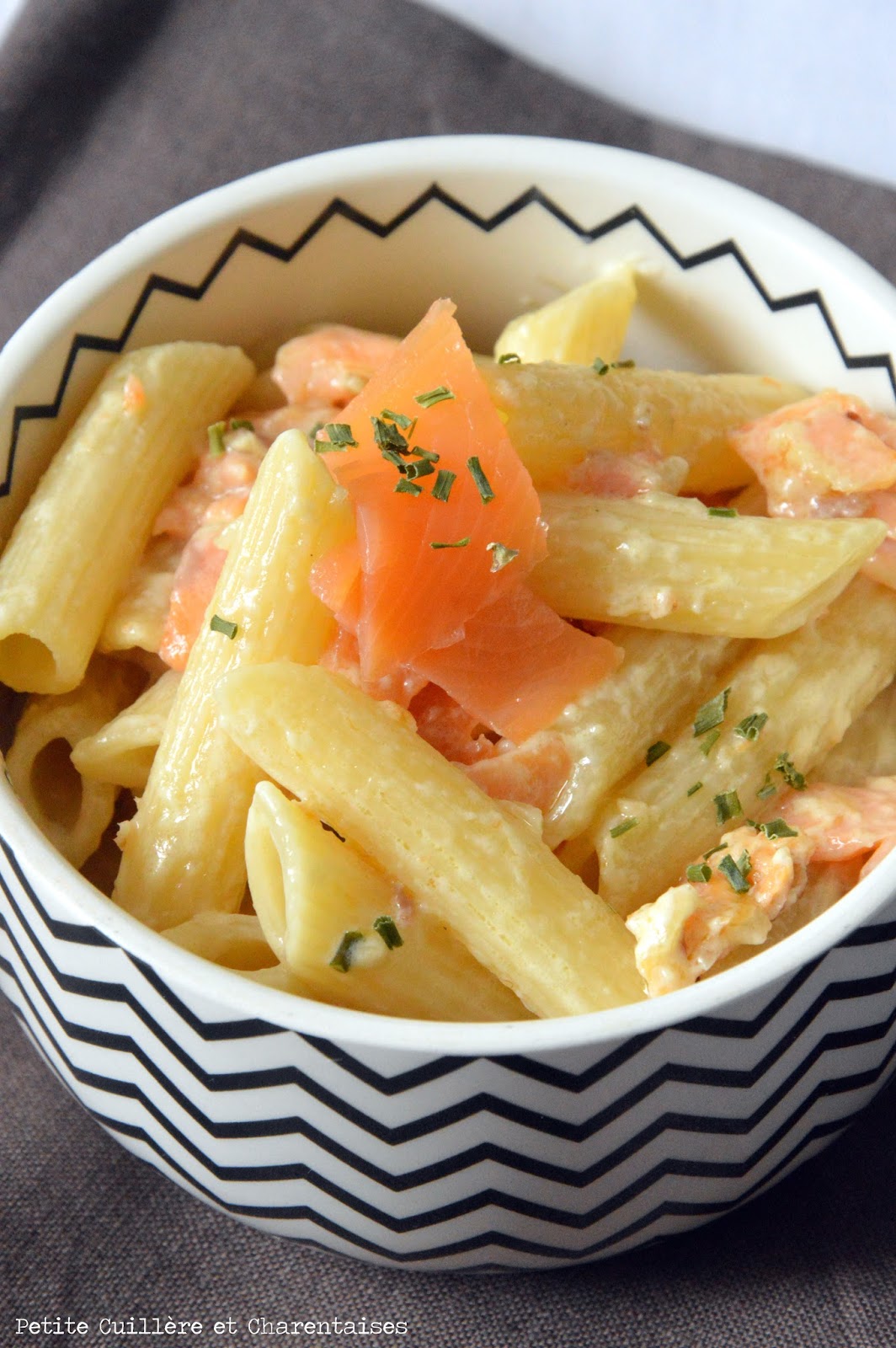Petite Cuillère et Charentaises Penne au Saumon et à la Vodka