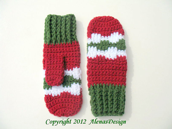 christmas mittens gloves crochet pattern