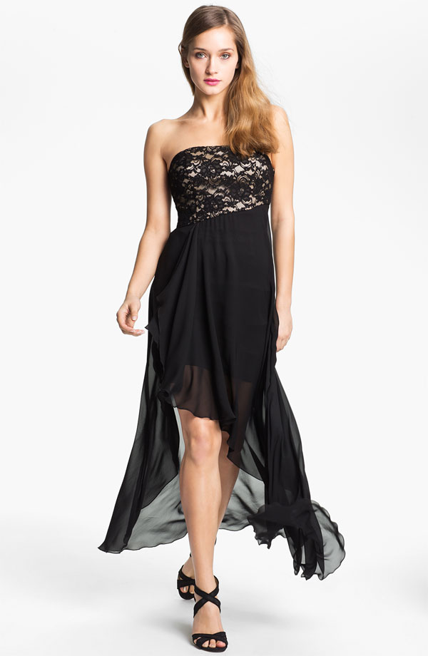 VuDress Dresses Shop Online: Asymmetrical Strapless Chiffon Dress