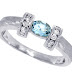 Sky Blue Green Aquamarine Engagement Ring in 18K White Gold