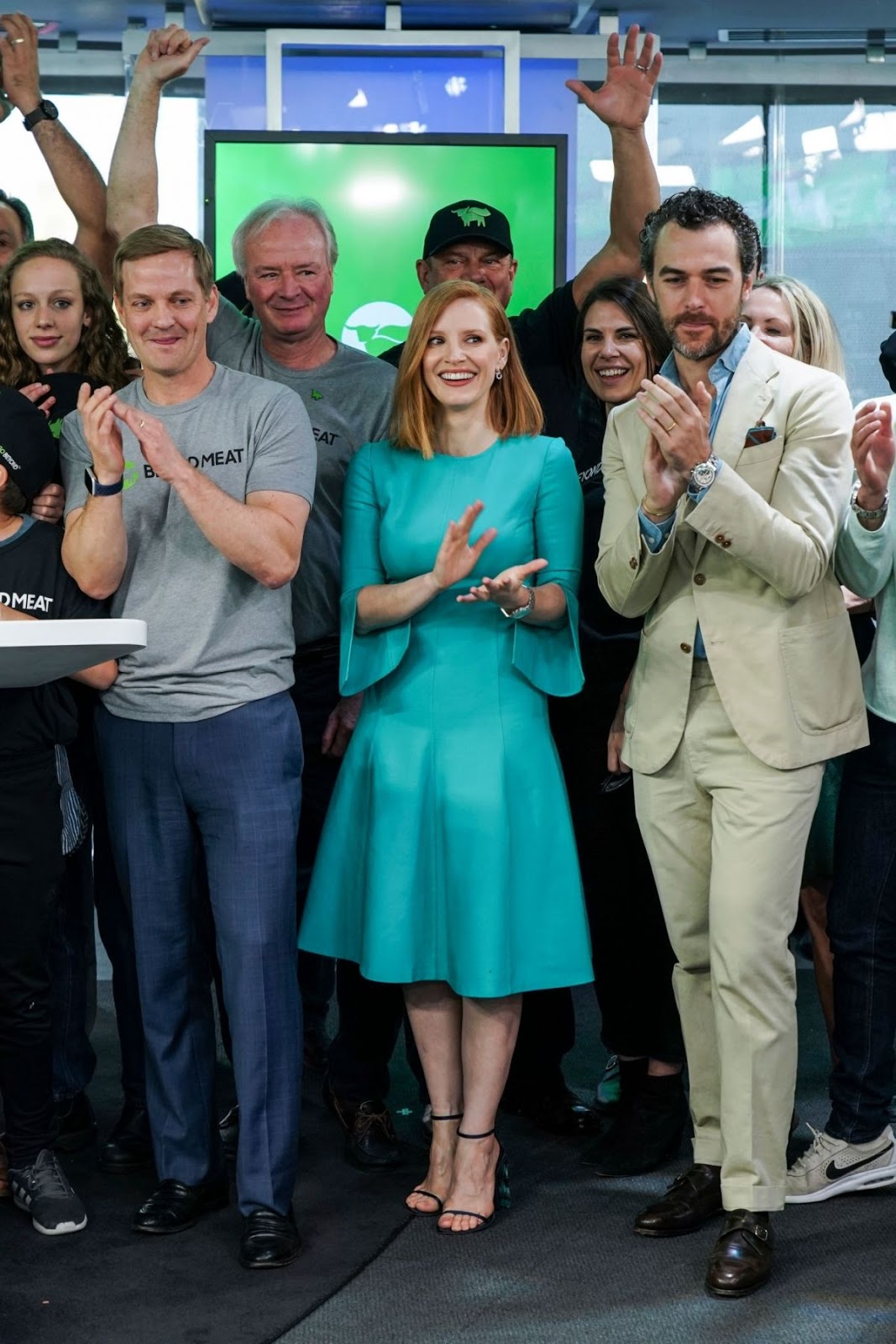 Jessica Chastain Clicks at Nasdaq Marketsite in New York 2 May-2019