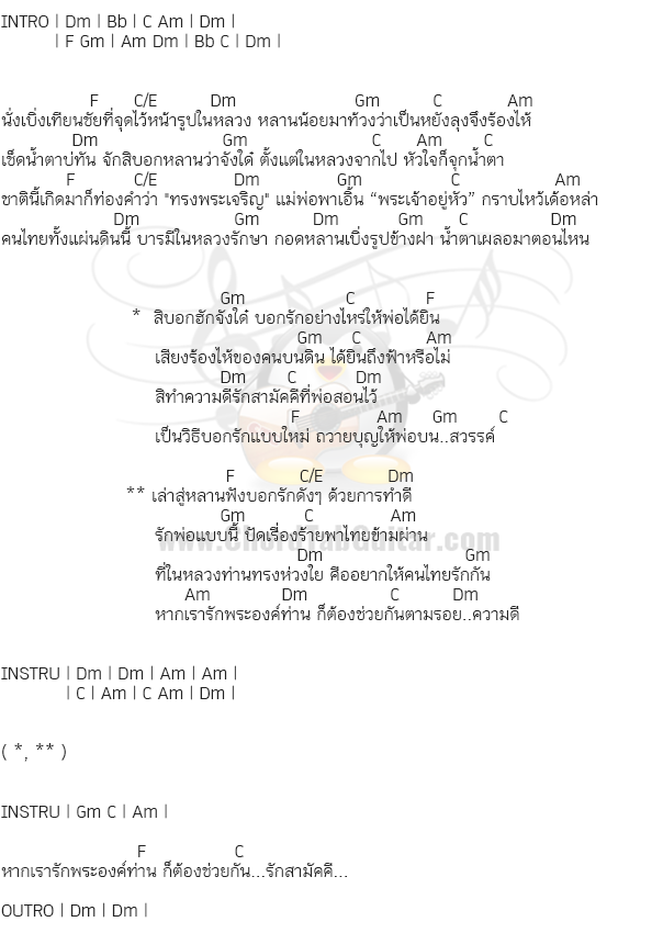 คอร์ดเพลง เล่าสู่หลานฟัง