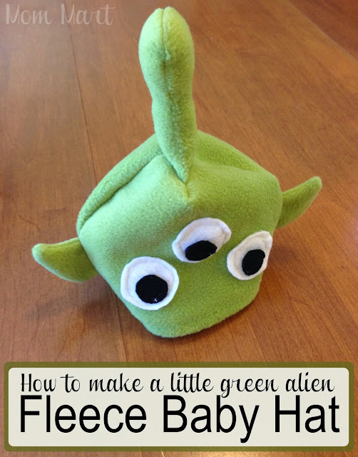 How to make a little green alien fleece baby hat #DIY #Halloween #ToyStory #HomemadeCostume