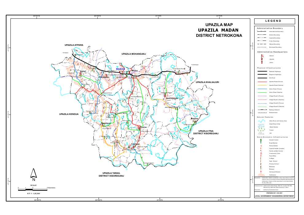 Madan Upazila Map Netrokona District Bangladesh