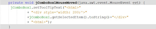 Mostrar textos largos de JComboBox en Java