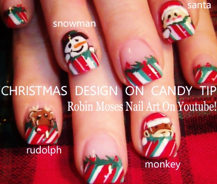 Nail Art by Robin Moses: YES! Christmas Candy Cane Stripe Nail Art with ...