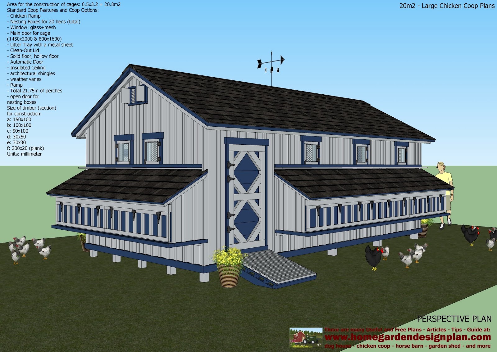 home garden plans: L310 - Large chicken coop plans ...