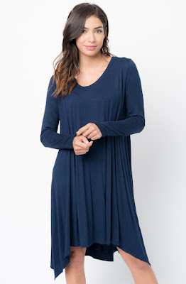 Buy Now Navy Back Raglan Draped Dress Online $38 -@caralase.com