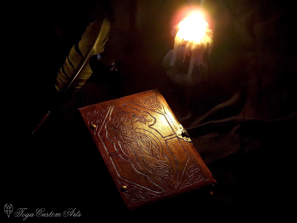 cuaderno libro artesanal hecho a mano celta nordico