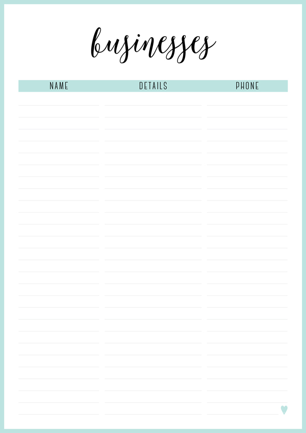 free printable emergency contact list