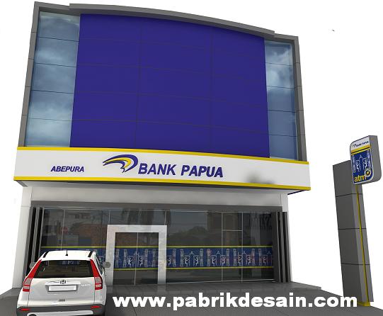 Desain 3D design Cladding Bank Bangunan Ruko Plang Signage - DESAIN RUKO