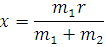 Distancia del punto de equilibrio respecto de la masa m2 Distancia del punto de equilibrio respecto de la masa m2