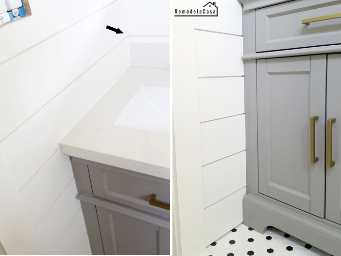 Bathroom Renovation How To Install Real Shiplap Remodelando La Casa Bathroom Renovation How To Install, How To Fix Gap Between Wall And Bathroom Vanity