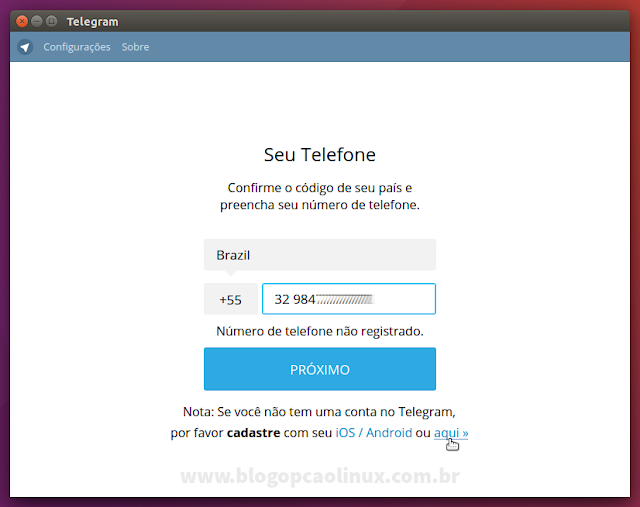 Crie uma nova conta no Telegram através do Telegram Desktop