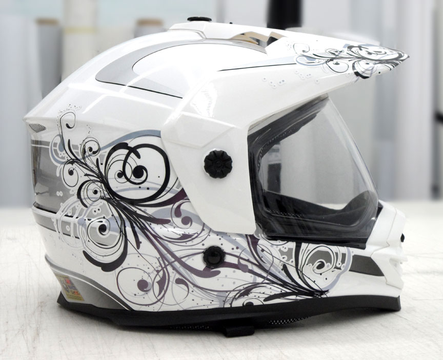 omecca custom graphic design Vinyl on a Helmet