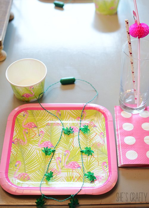 paper party products for a family flamingo summer party