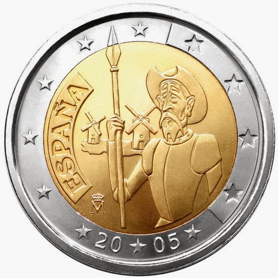 2 euro coins Spain 2005 Cervantes Don Quixote