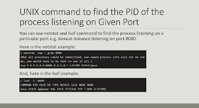 Linux command to find the PID of the process listening on specific port