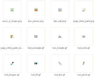 Icons used in the basic paint project