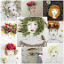 Women portraits created with leaves and natural elements