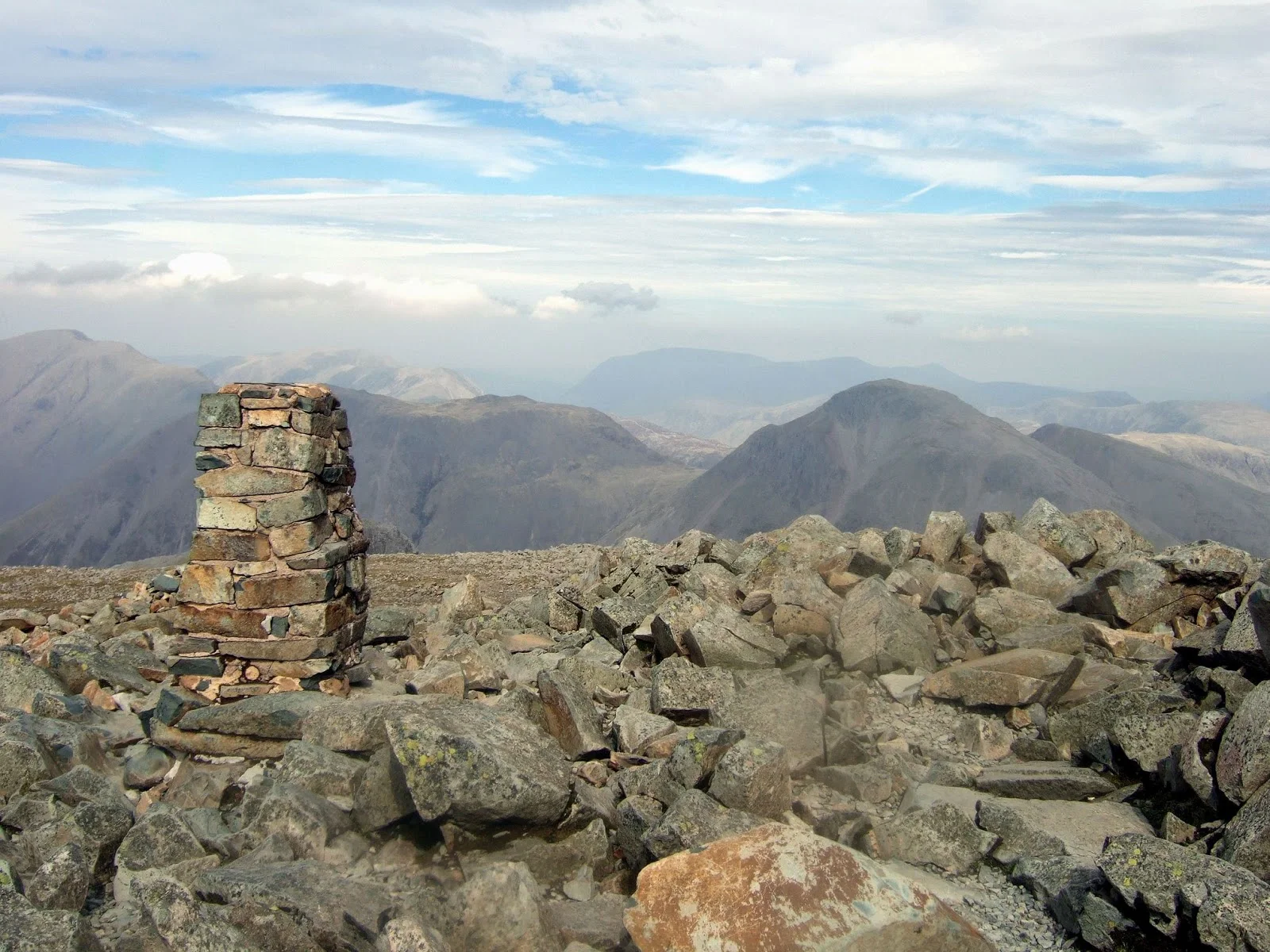 summit of scafell pike with great gable