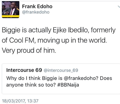 2 Frank Edoho reveals broadcaster, Ejike Ibedilo as the voice of Big Brother Naija