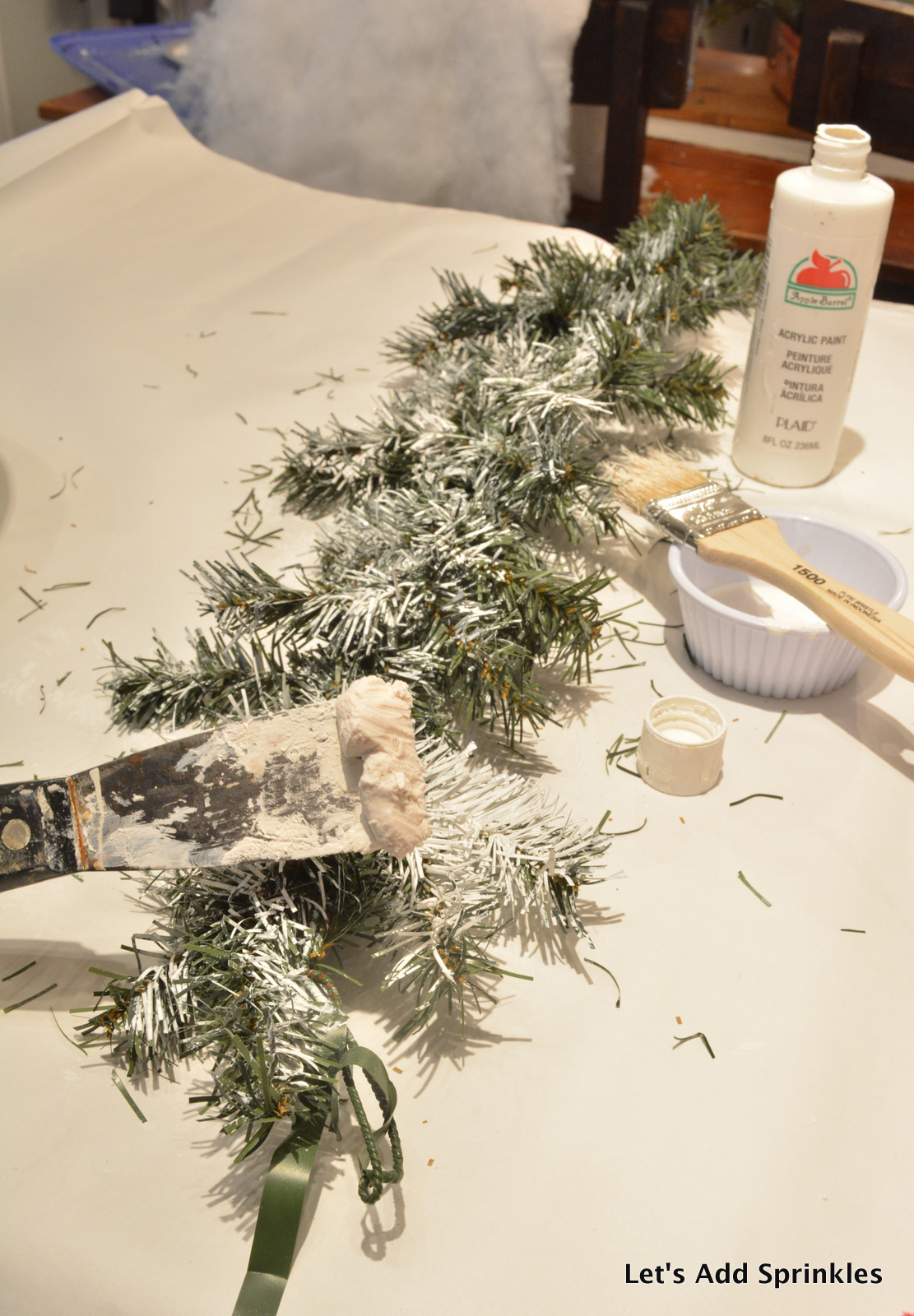 Let's Add Sprinkles Tutorial for Flocking Christmas Greenery
