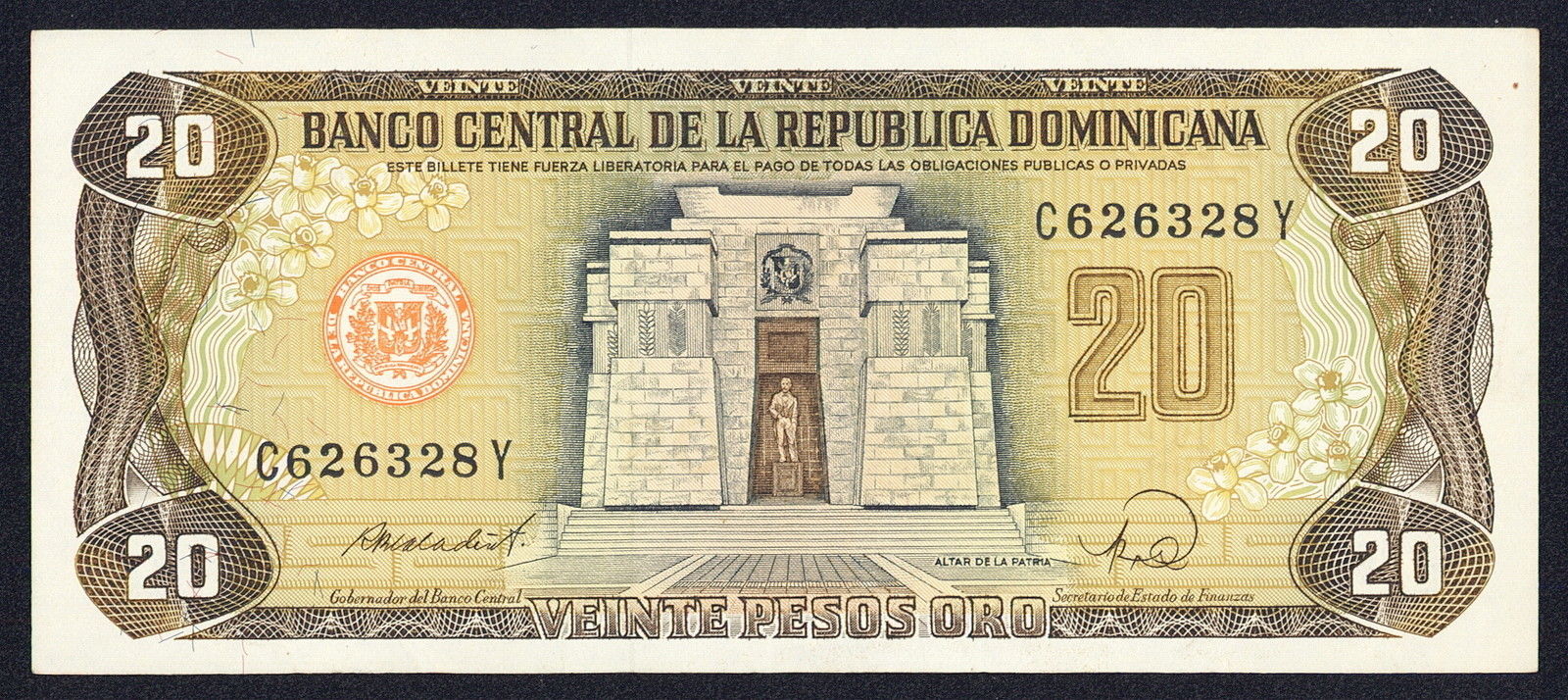 Dominican Republic 20 Pesos Oro banknote 1988 Altar de la PatriaWorld