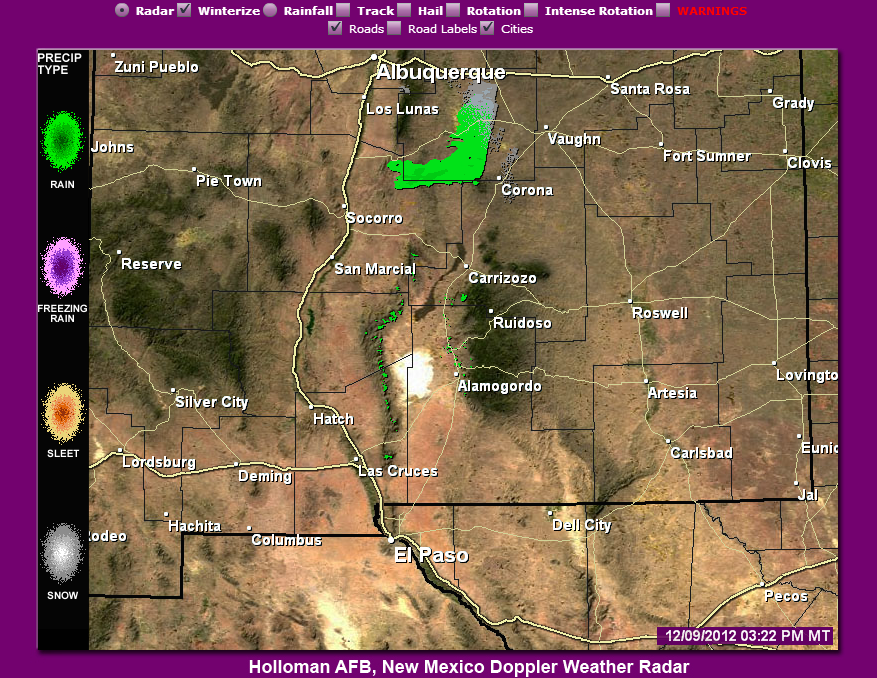 Snow Across SE NM Tonight.