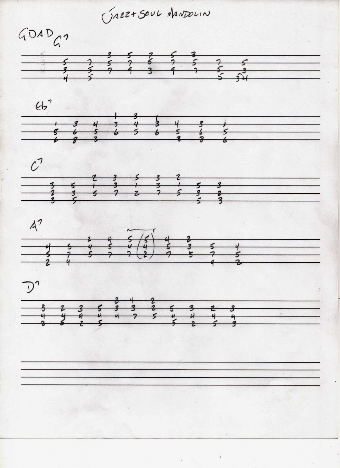 Jocko's Bass Tenor of Living Jazz and Soul Mandolin comping 7th chords