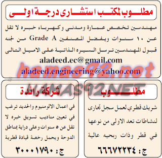 وظائف شاغرة فى الصحف القطرية الخميس 29-10-2015 %25D8%25A7%25D9%2584%25D8%25AF%25D9%2584%25D9%258A%25D9%2584%2B%25D8%25A7%25D9%2584%25D8%25B4%25D8%25A7%25D9%2585%25D9%2584%2B2