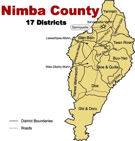 Map Of Nimba County Liberia Wordsower Africa: Nimba County