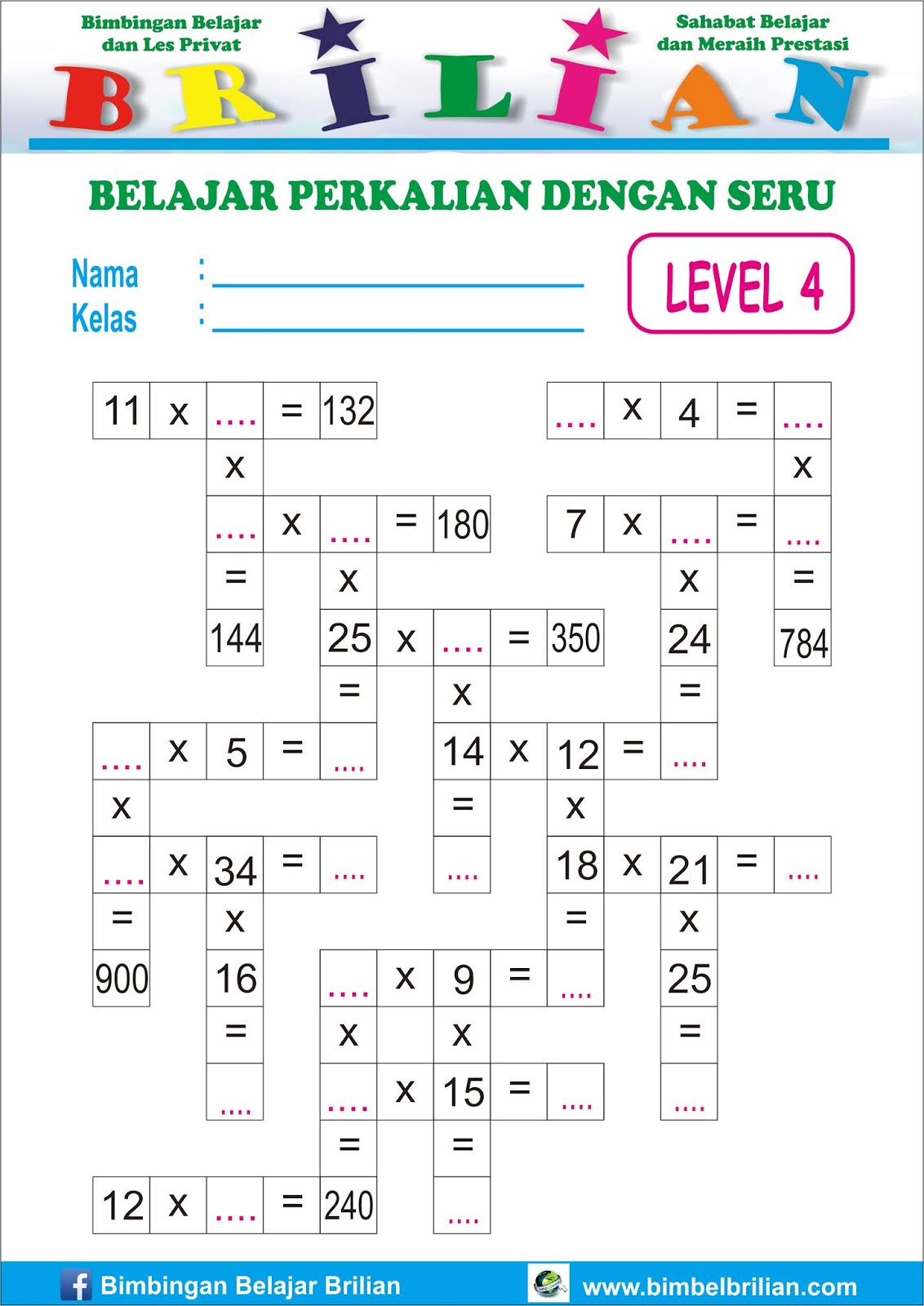 Soal Perkalian Model TekaTeki Bimbel Brilian Bimbel